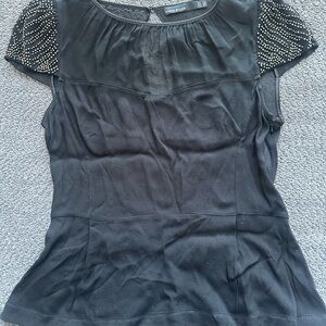 Black Studded Short Sleeve Top